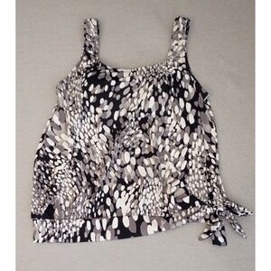 Swimsuits for All Women's Swim Tankini Top Size 16 Side Tie, Black White Gray